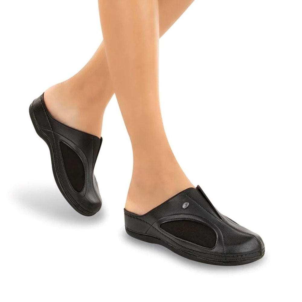 Muya Cara Anatomik Taban Halluks Valgus Kemik Çıkıntısı Kadın Sabo Terlik - Siyah - 37