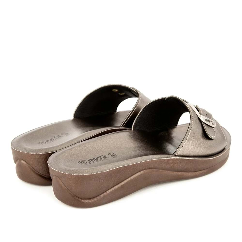 Muya Golden Anatomik Tabanlı Tokalı Kadın Terlik - Platin - 40