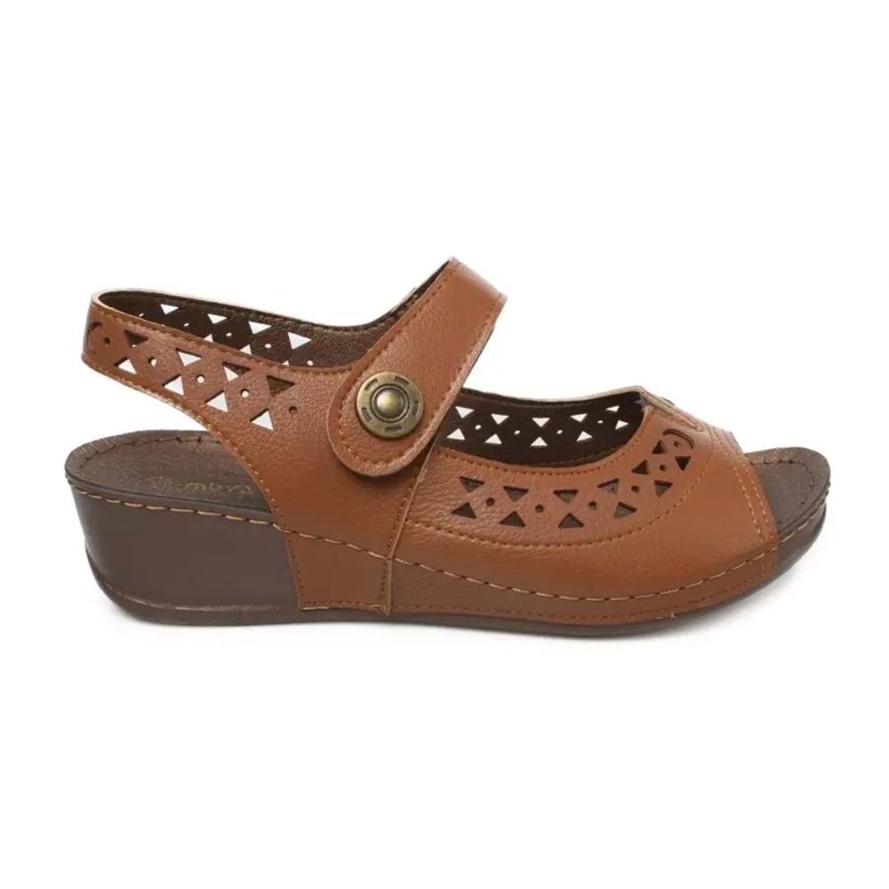 Muya Terra Anatomik Taban Topuklu Kadın Sandalet - Taba - 35