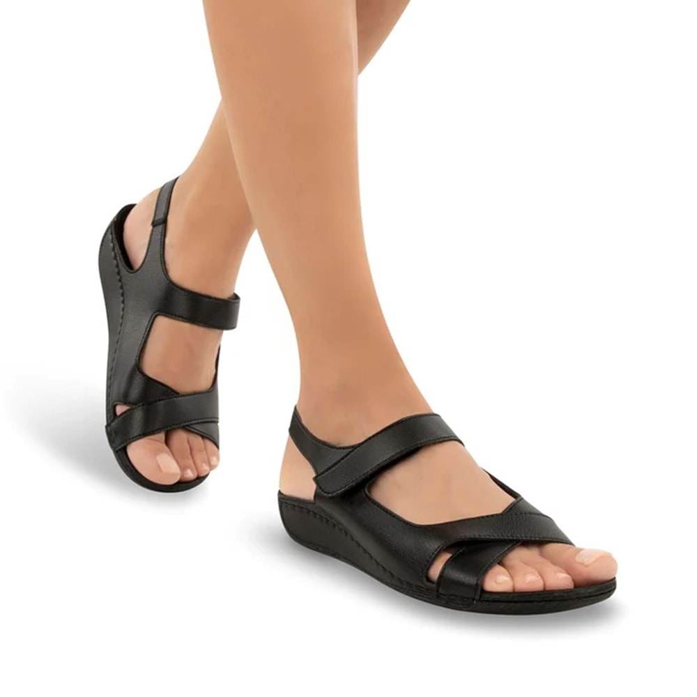 Muya Capella Anatomik Taban Jel Destekli Hafif Kadın Sandalet - Siyah - 42
