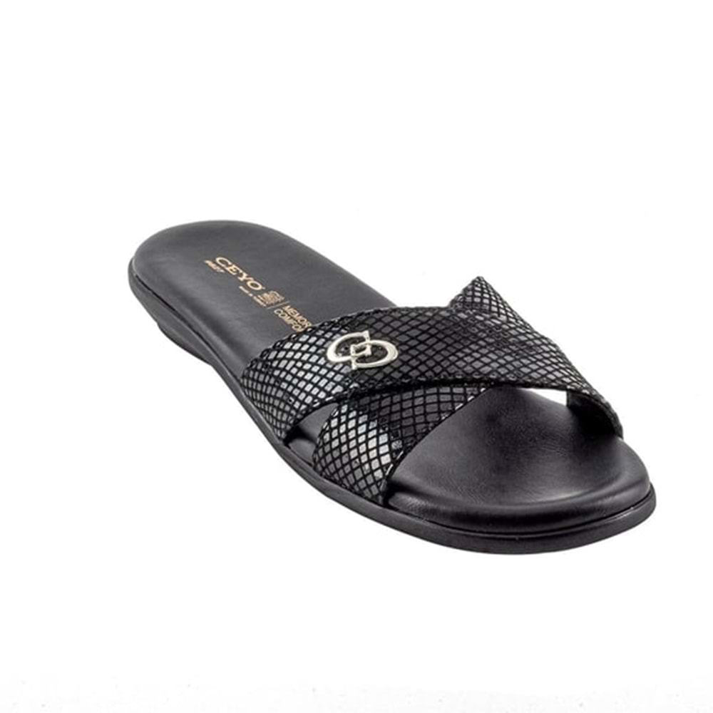 Ceyo 9827-8 Tam Ortopedik Hafızalı Taban Ekstra Yumuşak Kadın Terlik - Siyah - 40