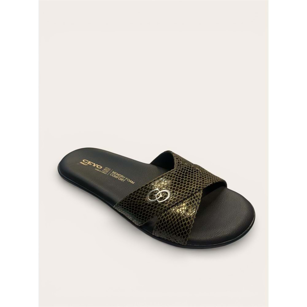 Ceyo 9827-8 Tam Ortopedik Hafızalı Taban Ekstra Yumuşak Kadın Terlik - Haki - 38