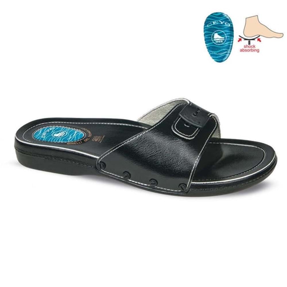 Ceyo 6300-1 Klasik Tam Ortopedik Jel Destekli Erkek Terlik - Siyah - 40