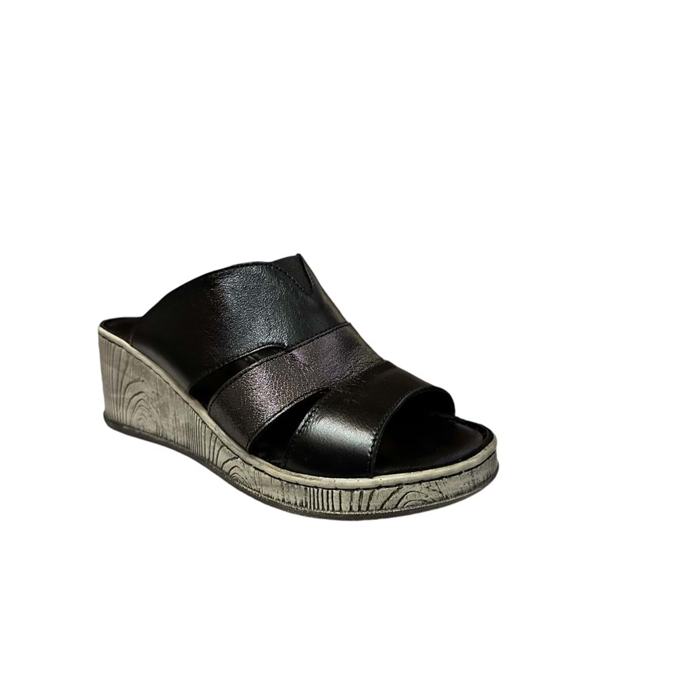 Kristal kr.40 Anatomik Taban İçi Dışı Hakiki Deri Terlik - Siyah - 38