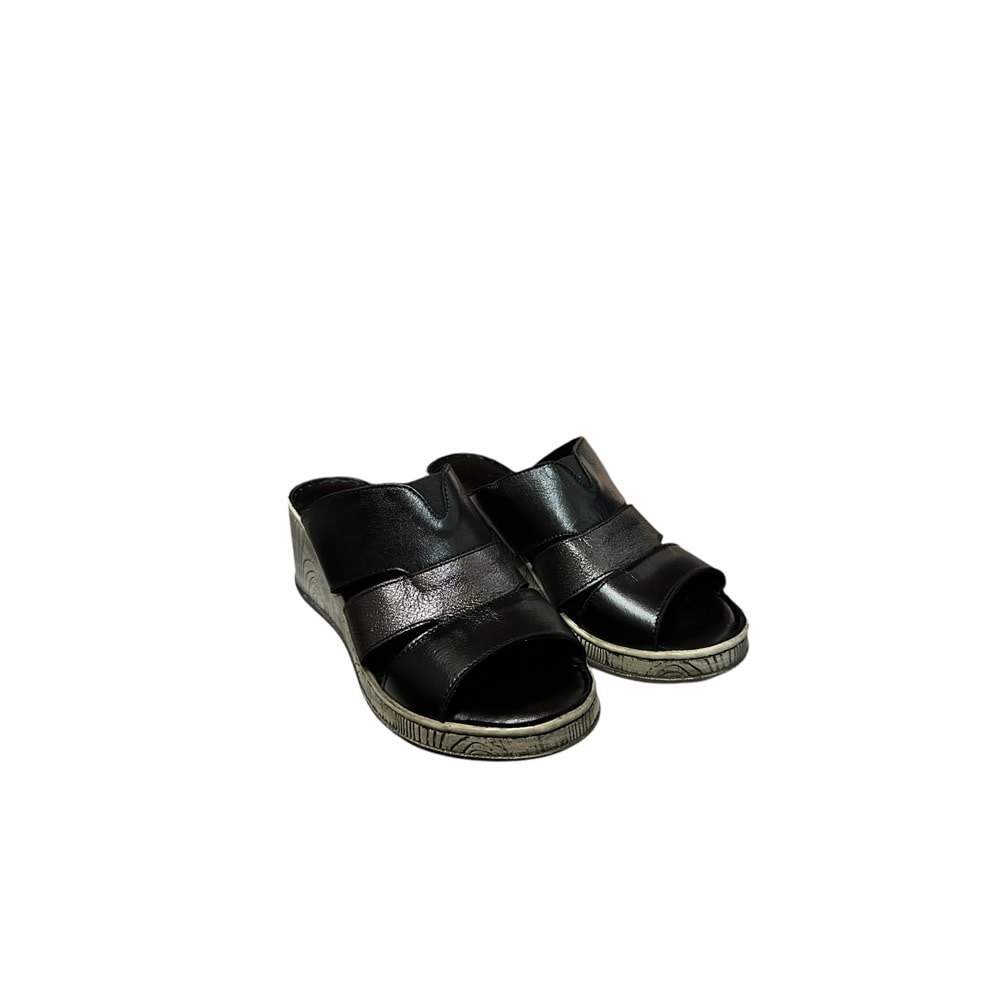 Kristal kr.40 Anatomik Taban İçi Dışı Hakiki Deri Terlik - Siyah - 38