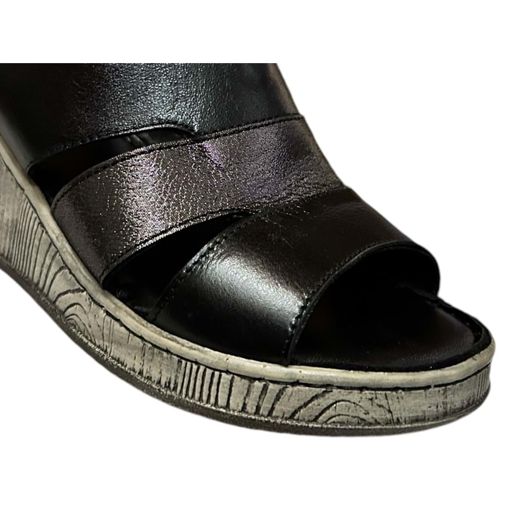 Kristal kr.40 Anatomik Taban İçi Dışı Hakiki Deri Terlik - Siyah - 38