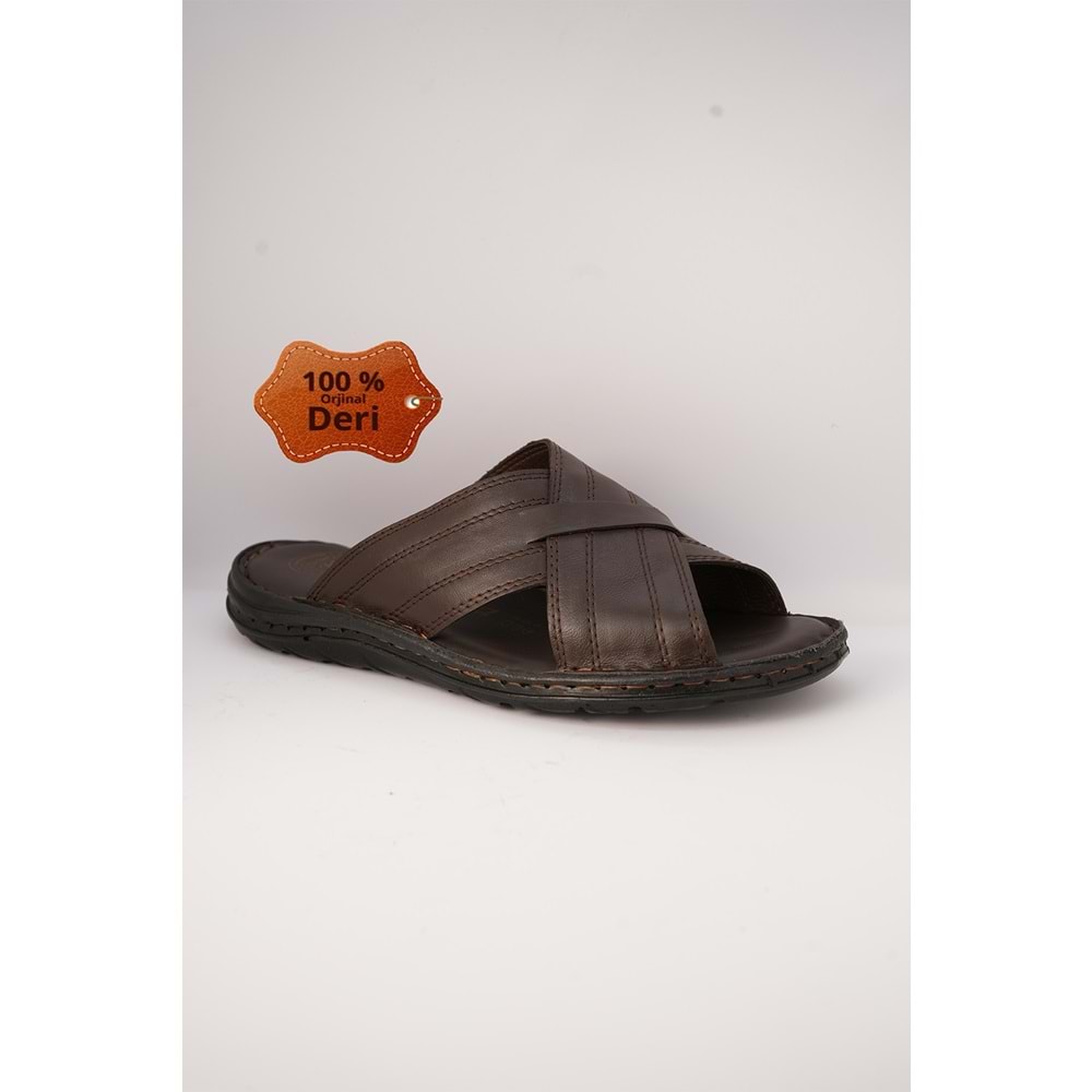 Kristal Kr.97 Anatomik Taban Hakiki Deri Erkek Terlik - Kr.97 - Kahverengi - 40