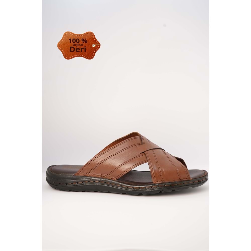 Kristal Kr.97 Anatomik Taban Hakiki Deri Erkek Terlik - Taba - 40