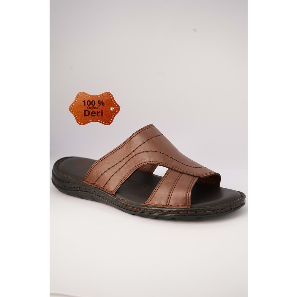 Kristal Kr.98 Anatomik Taban Hakiki Deri Erkek Terlik - Taba - 40