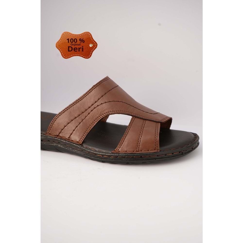 Kristal Kr.98 Anatomik Taban Hakiki Deri Erkek Terlik - Taba - 40