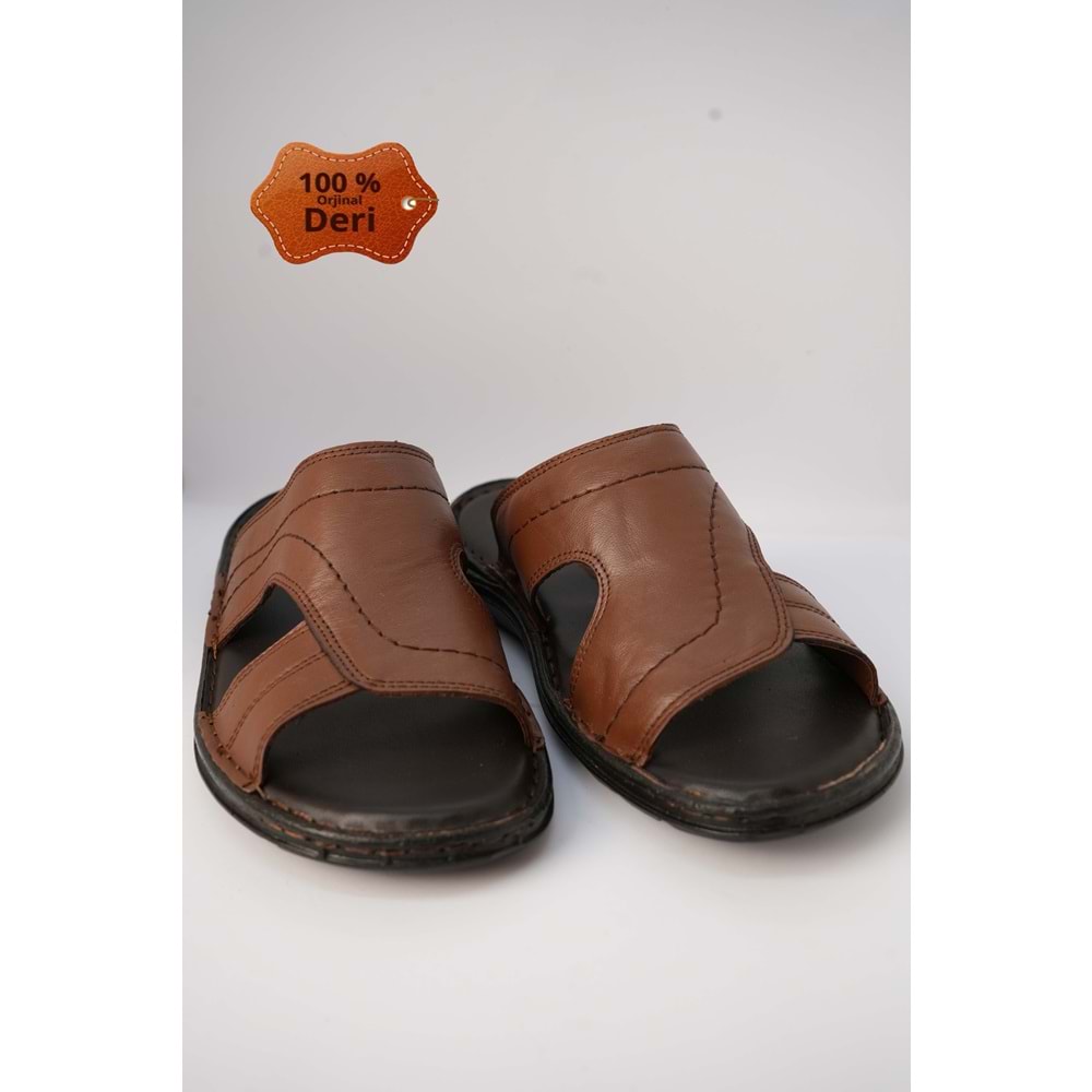 Kristal Kr.98 Anatomik Taban Hakiki Deri Erkek Terlik - Taba - 40