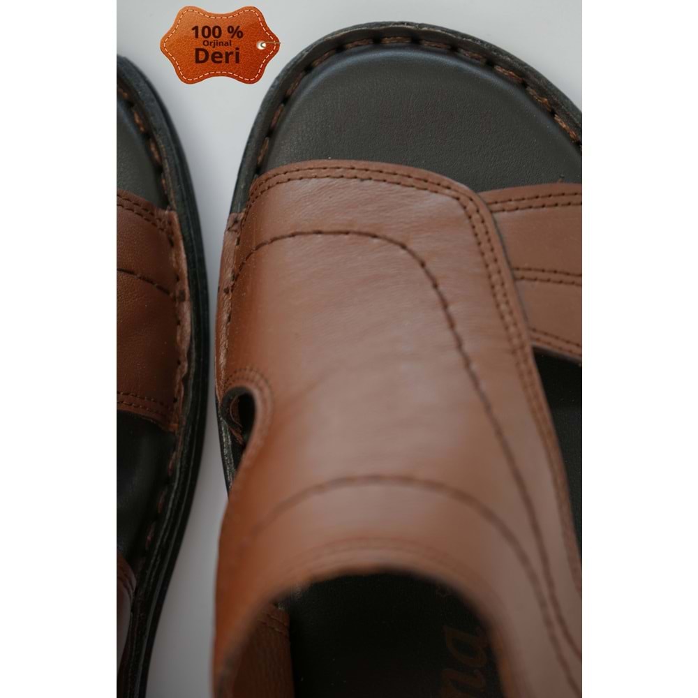 Kristal Kr.98 Anatomik Taban Hakiki Deri Erkek Terlik - Taba - 40