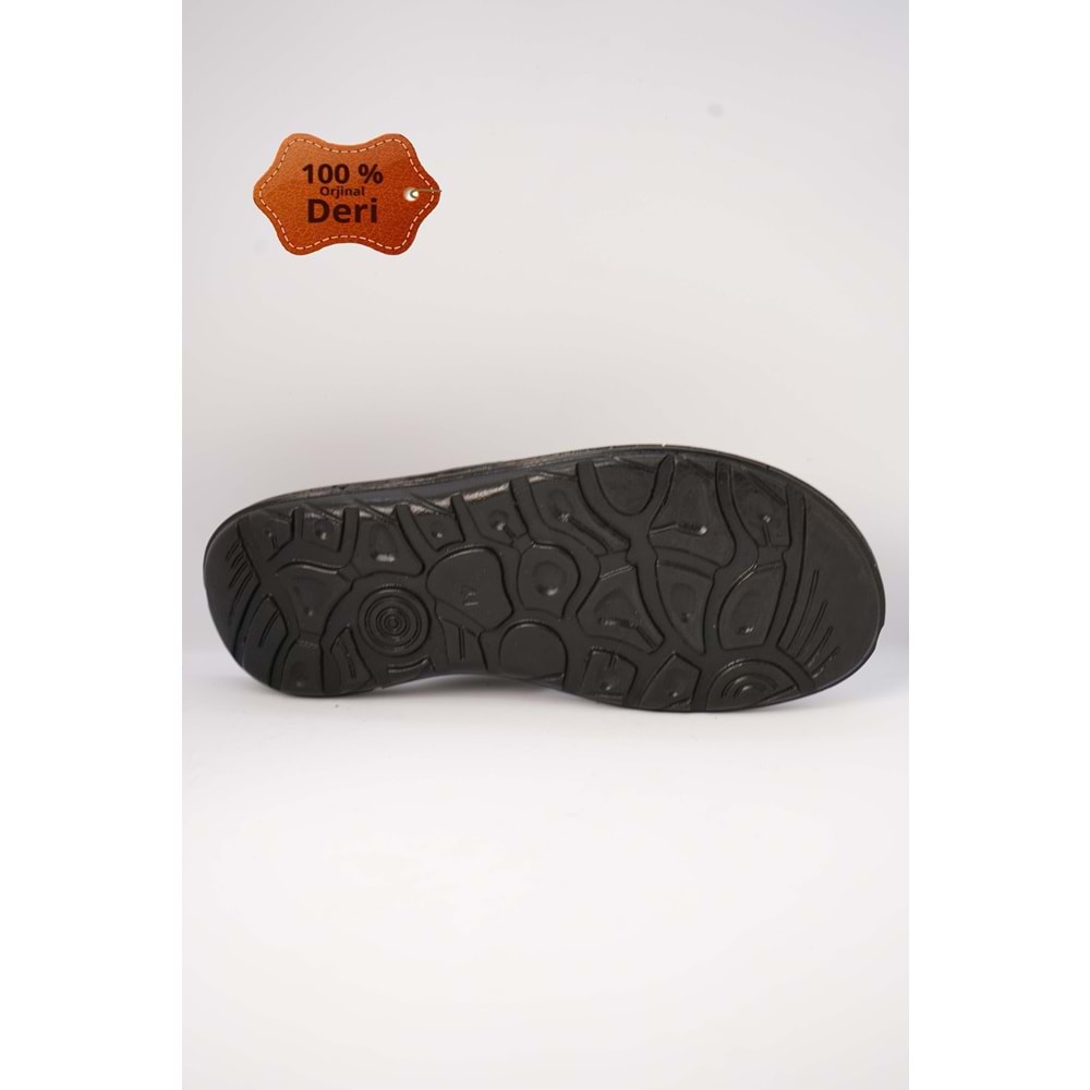 Kristal Kr.98 Anatomik Taban Hakiki Deri Erkek Terlik - Siyah - 40