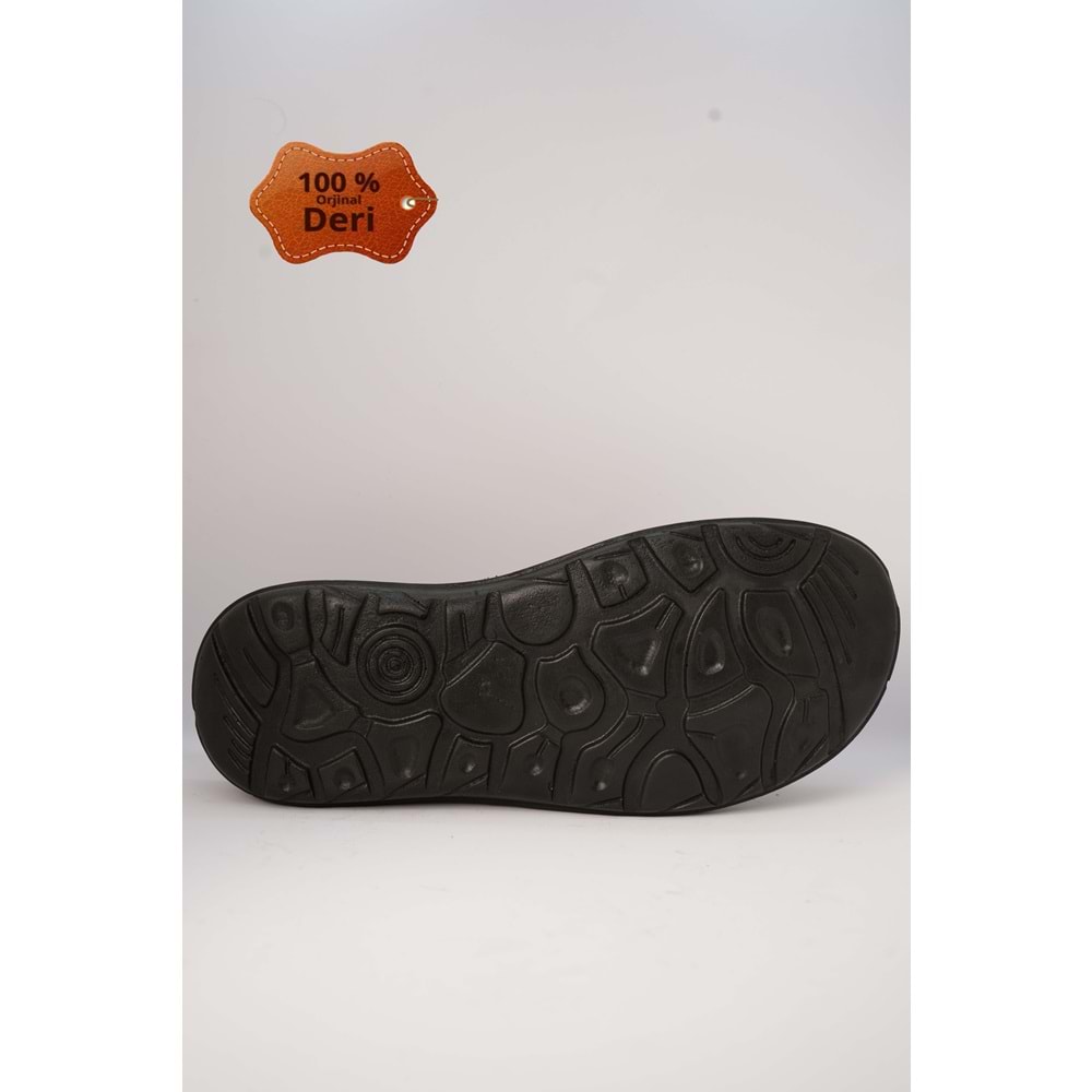 Kristal Kr.99 Anatomik Taban Önü Kapalı Hakiki Deri Erkek Sandalet - Siyah - 40