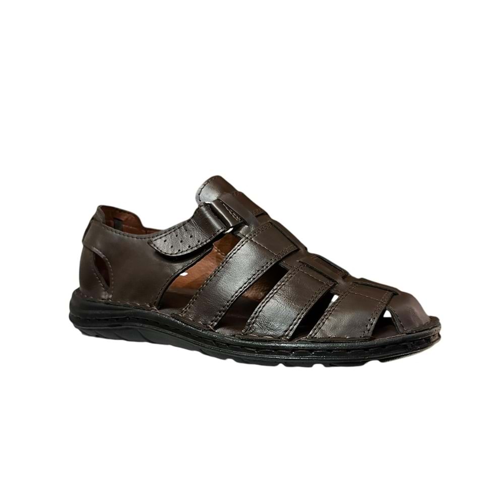 Kristal Kr.100 Anatomik Taban Önü Kapalı Hakiki Deri Erkek Sandalet - Taba - 40
