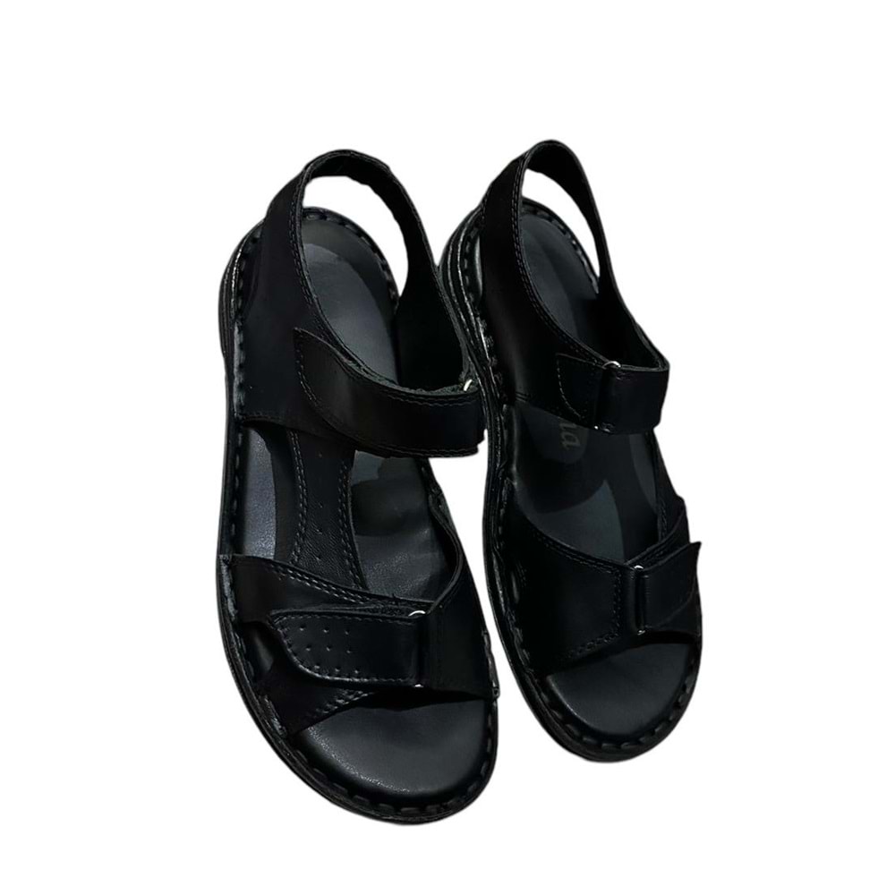Kristal Kr.101 Anatomik Taban Hakiki Deri Erkek Sandalet - Siyah - 40
