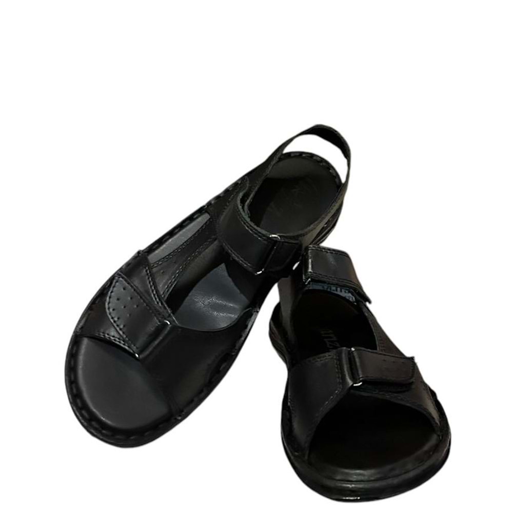 Kristal Kr.101 Anatomik Taban Hakiki Deri Erkek Sandalet - Siyah - 40