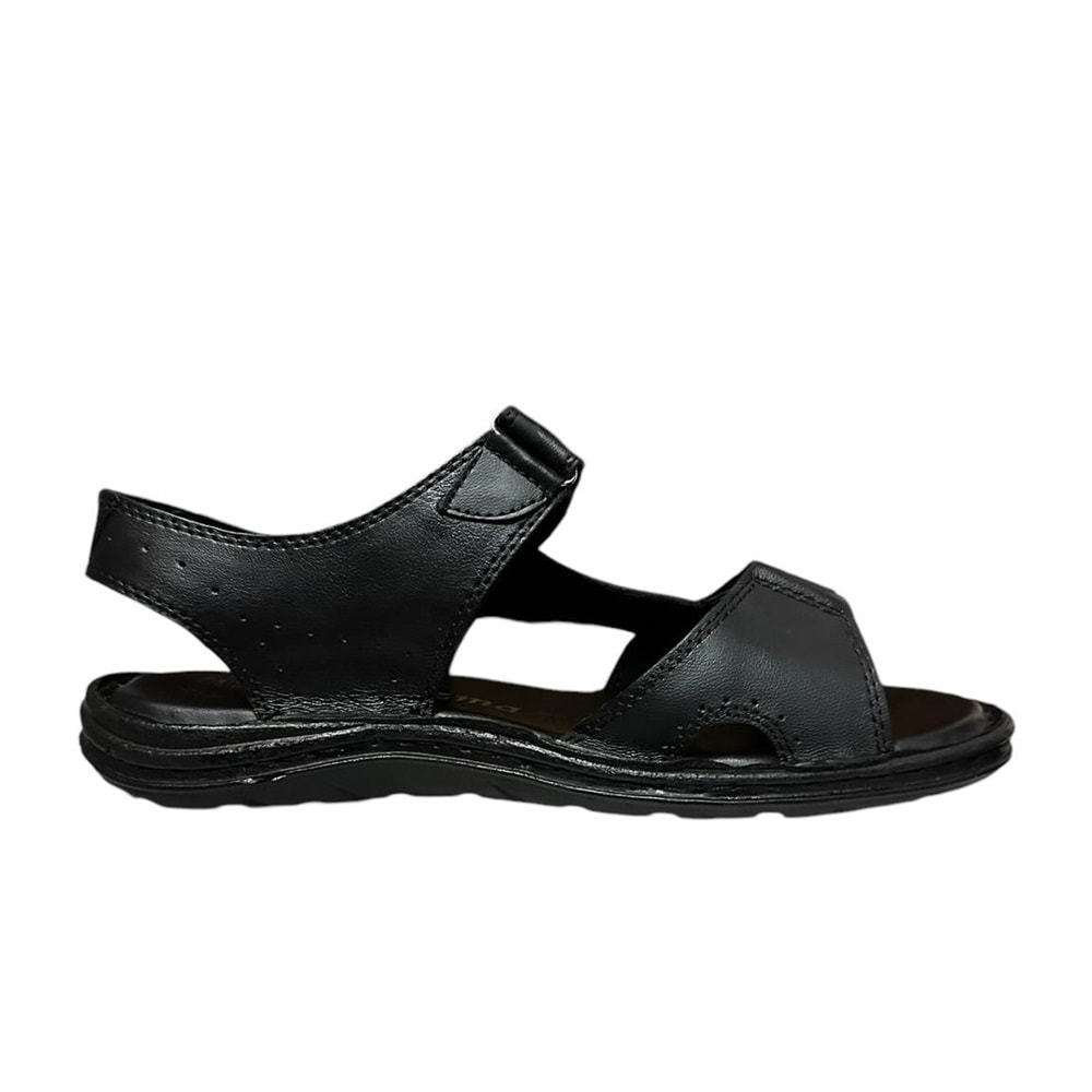 Kristal Kr.101 Anatomik Taban Hakiki Deri Erkek Sandalet - Siyah - 40