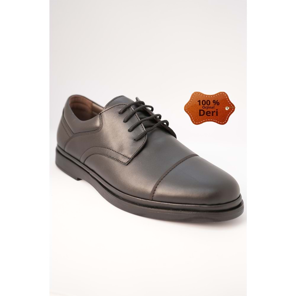 Kristal Dim.105-2 Tam Ortopedik İçi Dışı Hakiki Deri Şık Geniş Kalıp Erkek Ayakkabı - Siyah - 43