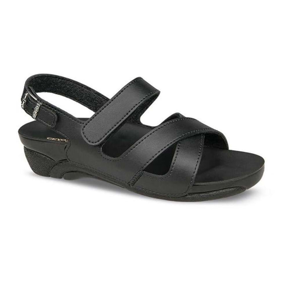 Ceyo Venedik-8 Tam Ortopedik Kadın Sandalet - Siyah - 40