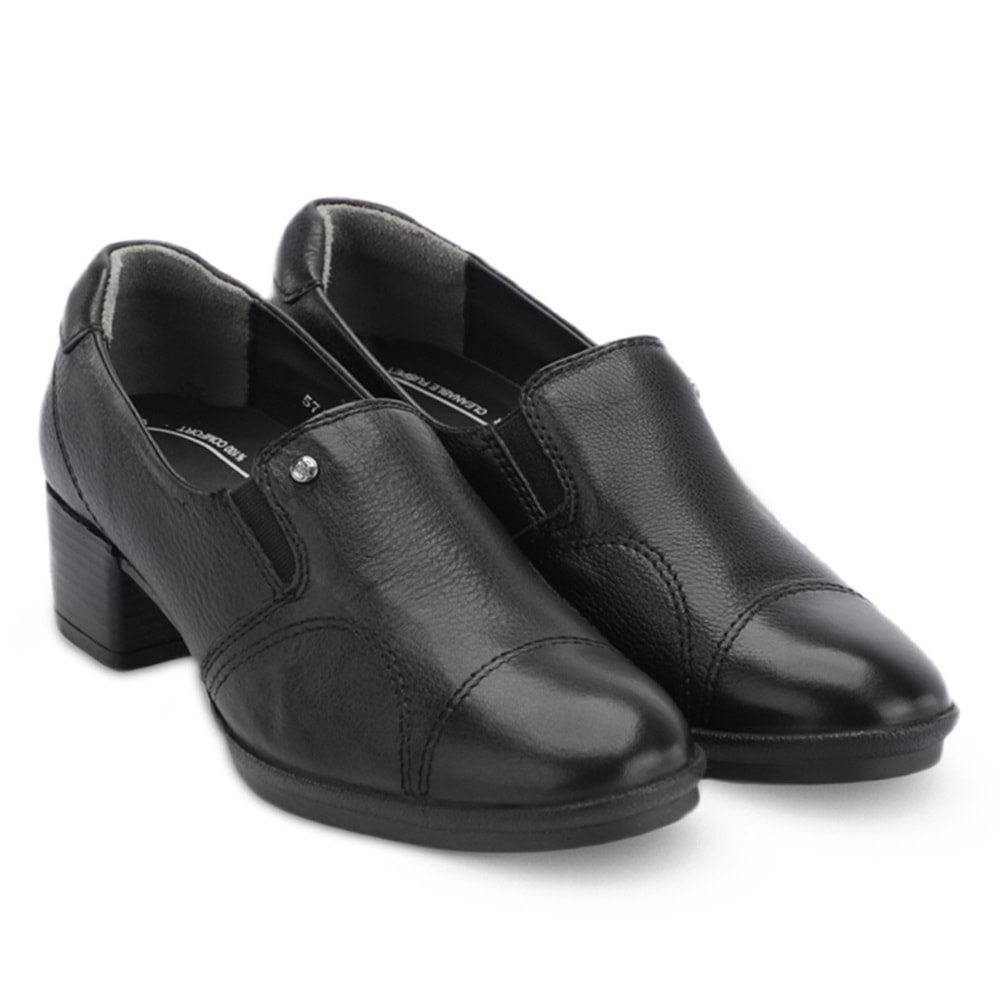 Forellı Pıloyd-G Comfort Tam Ortopedik İçi Dışı Hakiki Deri Ökçeli Kadın Ayakkabı - Siyah - 40