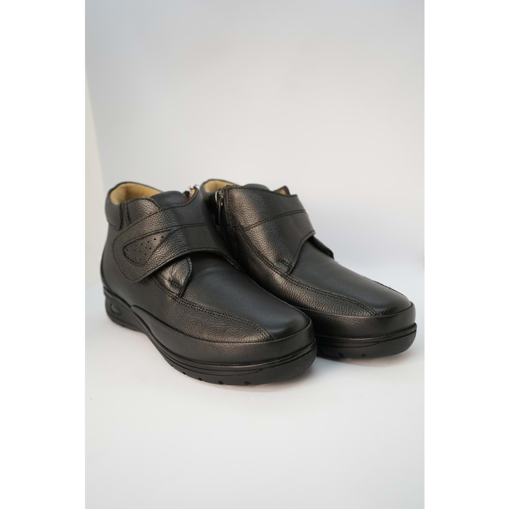 Kristal Dr.221 Tam Ortopedik Hakiki Deri Cırtlı Geniş Kalıp Kadın Bot - Siyah - 37