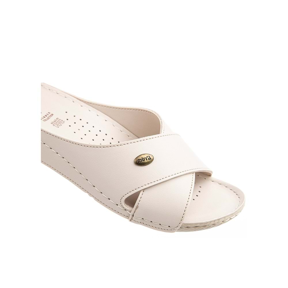 Muya Misty Anatomik Ve Hafif Taban Kadın Çapraz Terlik - Krem - 40
