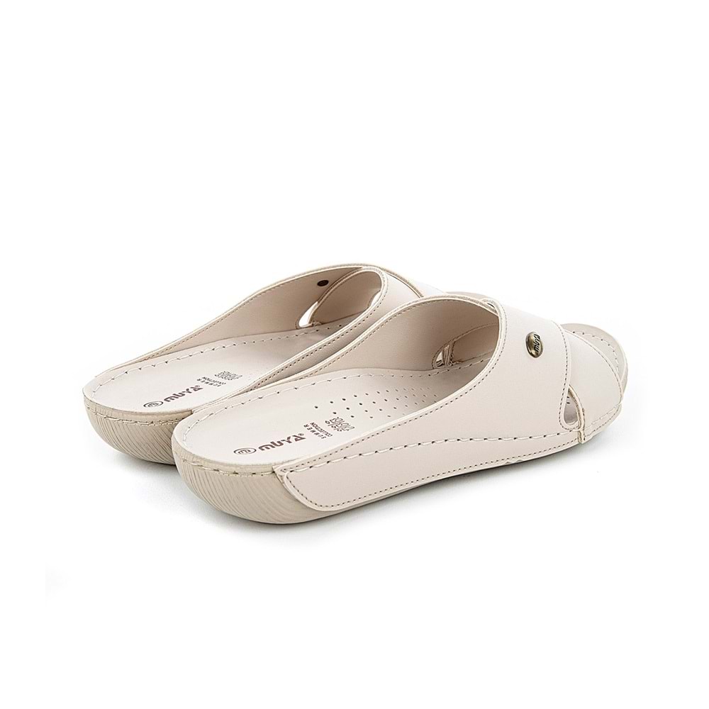 Muya Misty Anatomik Ve Hafif Taban Kadın Çapraz Terlik - Krem - 40