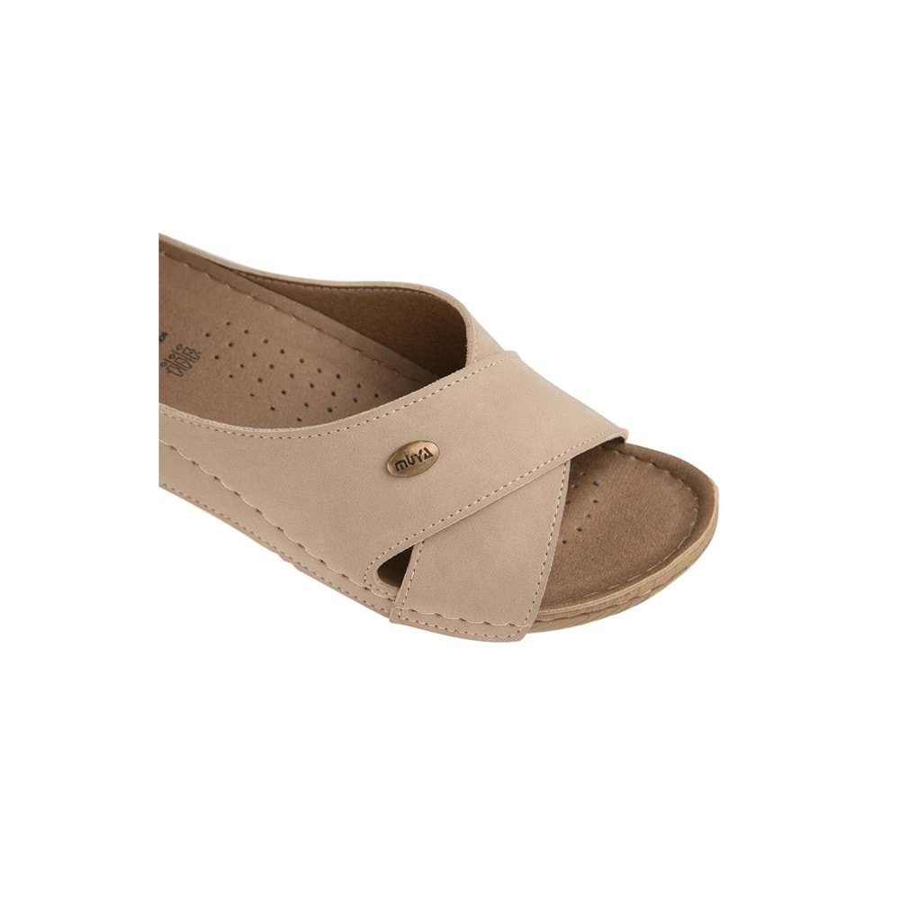 Muya Misty Anatomik Ve Hafif Taban Kadın Çapraz Terlik - Vizon - 40