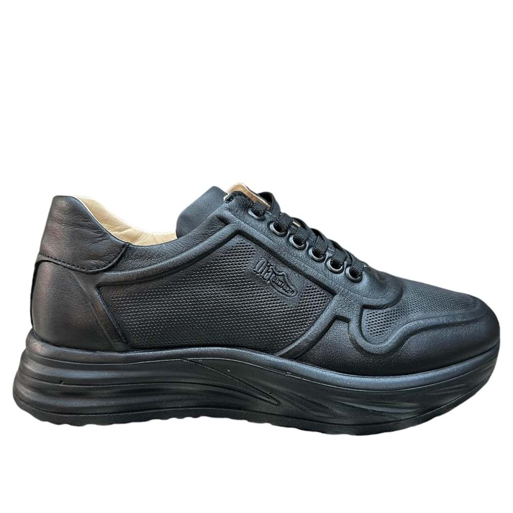 Dia 030 Diyabetik Şeker Hastaları İçin İçi Dışı Hakiki Deri Kadın Ayakkabı - 030 - Siyah - 36