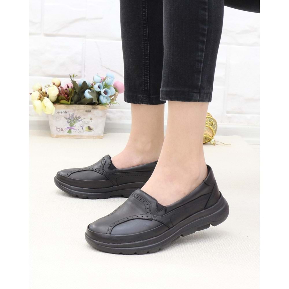 Forex Tam Ortopedik İçi Dışı Hakiki Deri Kadın Ayakkabı - Siyah - 40