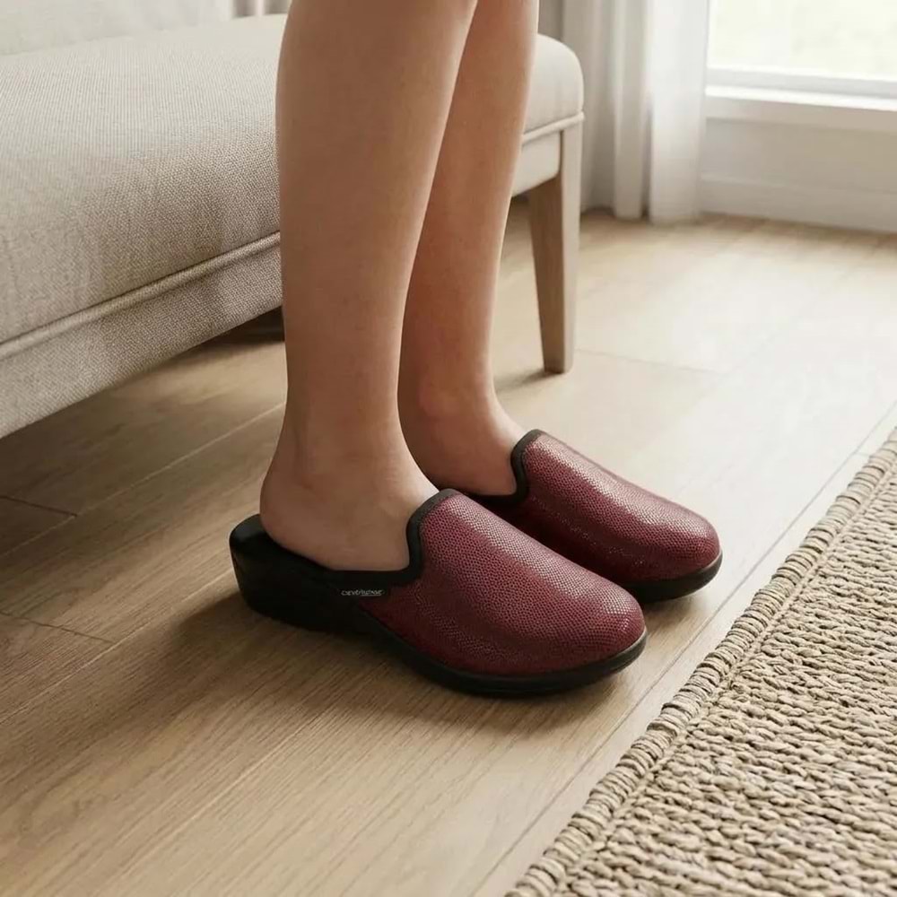 Ceyo Ramona-23 Tam Ortopedik Kadın Ev Terliği - Bordo - 40