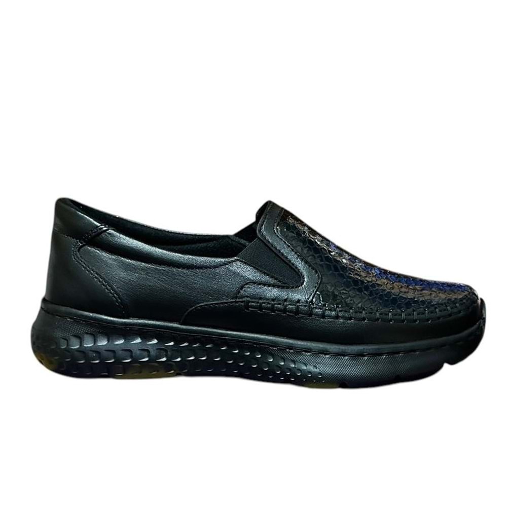 Kristal Dim.1212 Tam Ortopedik İçi Dışı Hakiki Deri Ekstra Hafif Rugan Kadın Ayakkabı - Siyah - 36