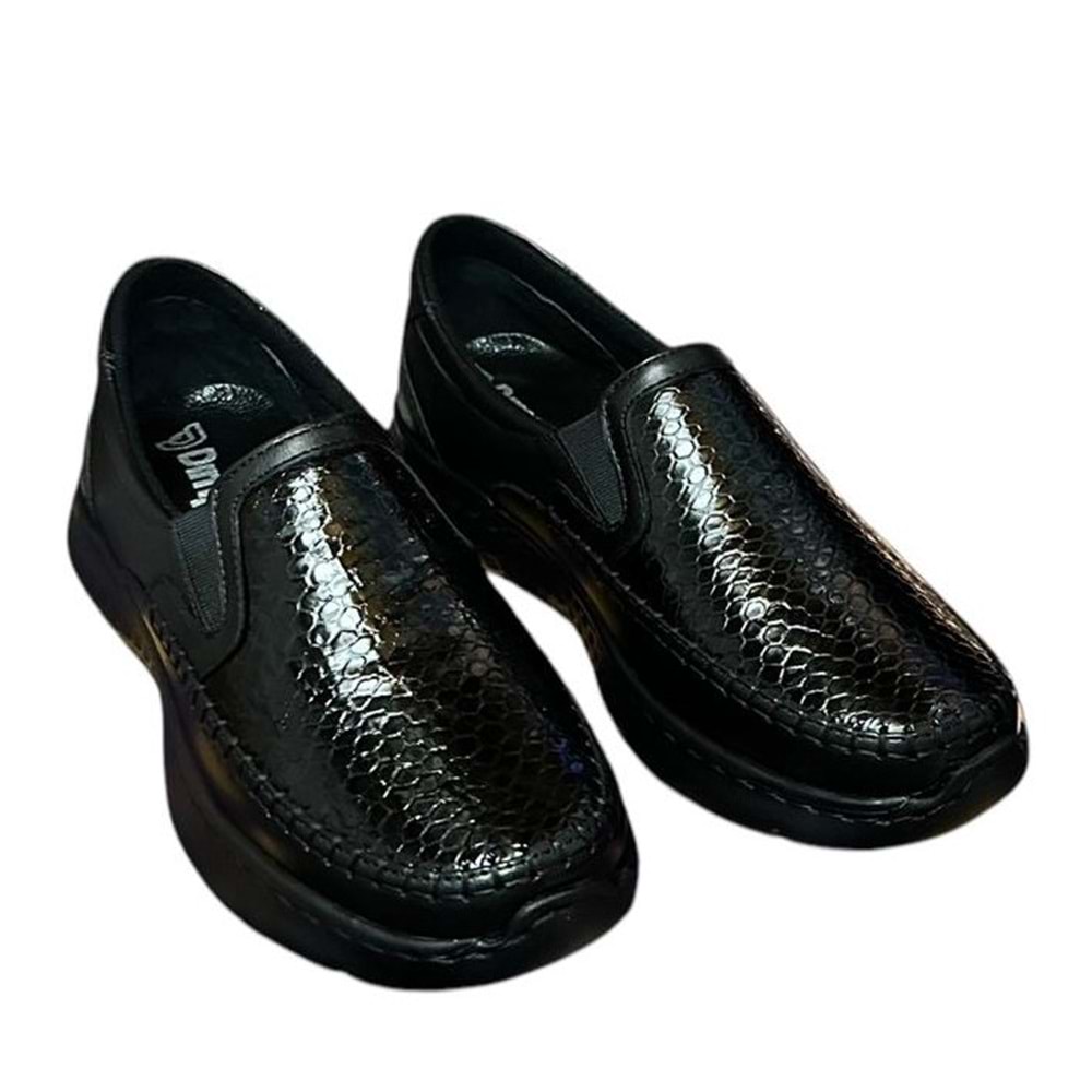 Kristal Dim.1212 Tam Ortopedik İçi Dışı Hakiki Deri Ekstra Hafif Rugan Kadın Ayakkabı - Siyah - 36