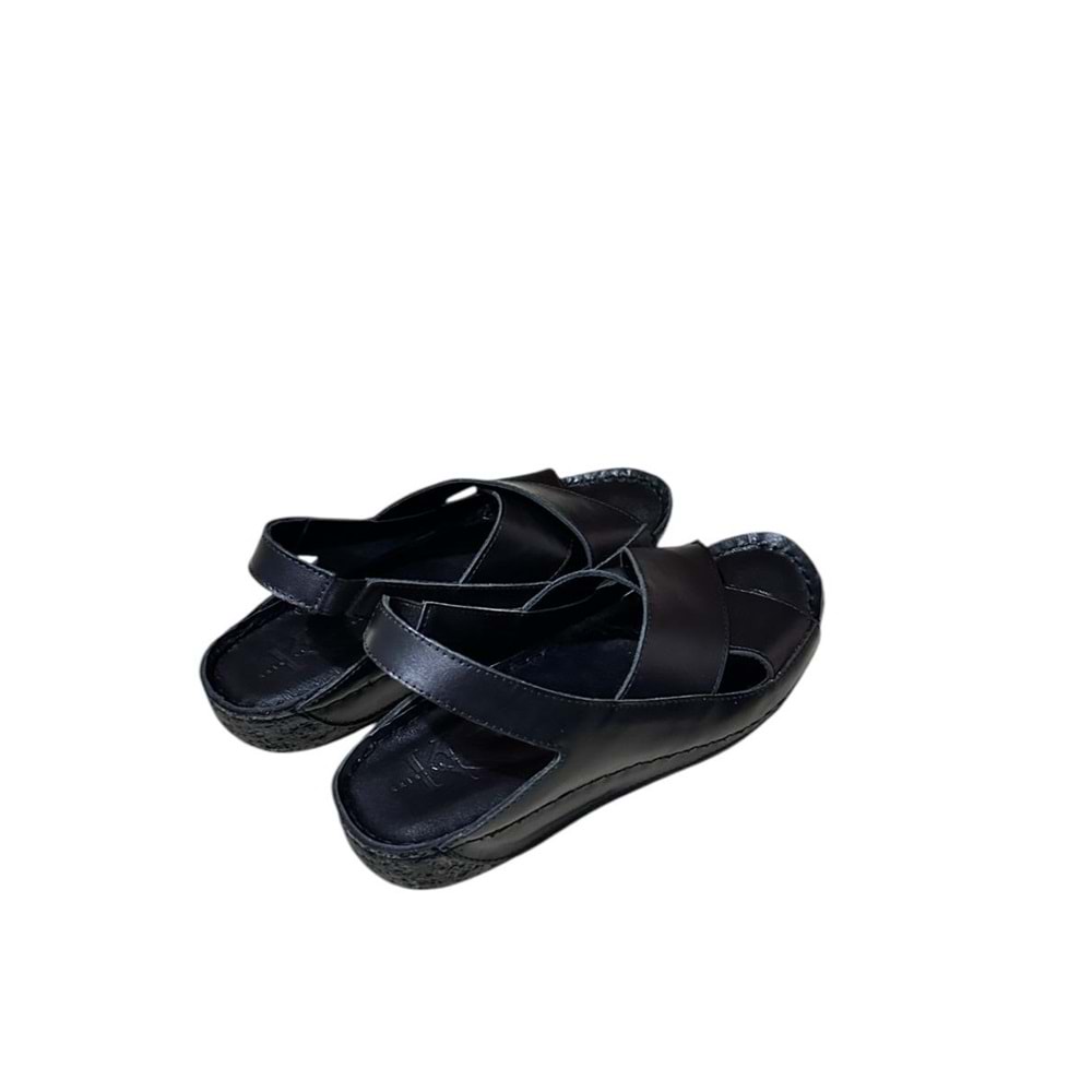 Hakiki Deri Kadın Sandalet Kr.06 - Siyah - 37