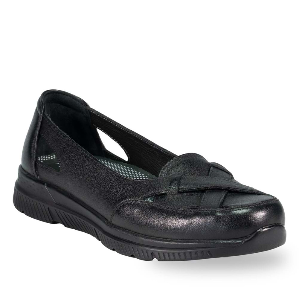 Forelli Anya Tam Ortopedik Hakiki Deri Kadın Yazlık Ayakkabı - Siyah - 37