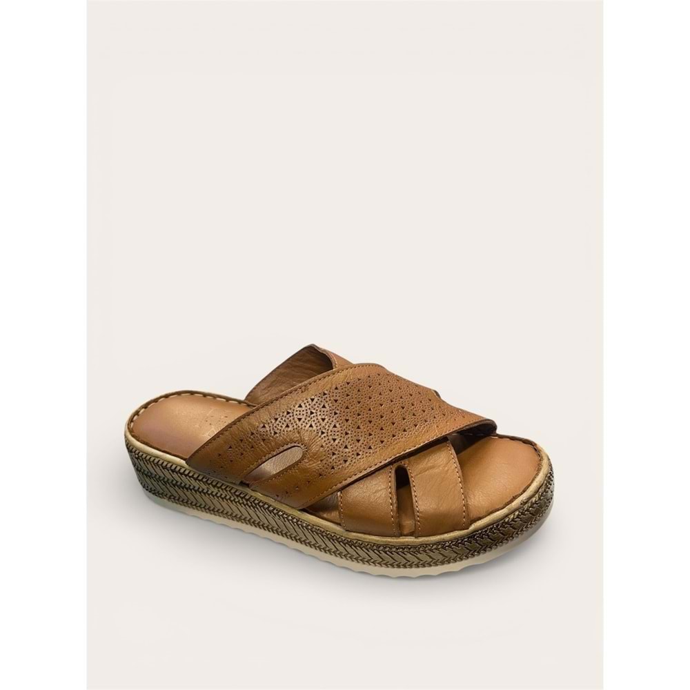 Kristal İrm.07 Tam Ortopedik İçi Dışı Hakiki Deri Kadın Terlik - Taba - 40