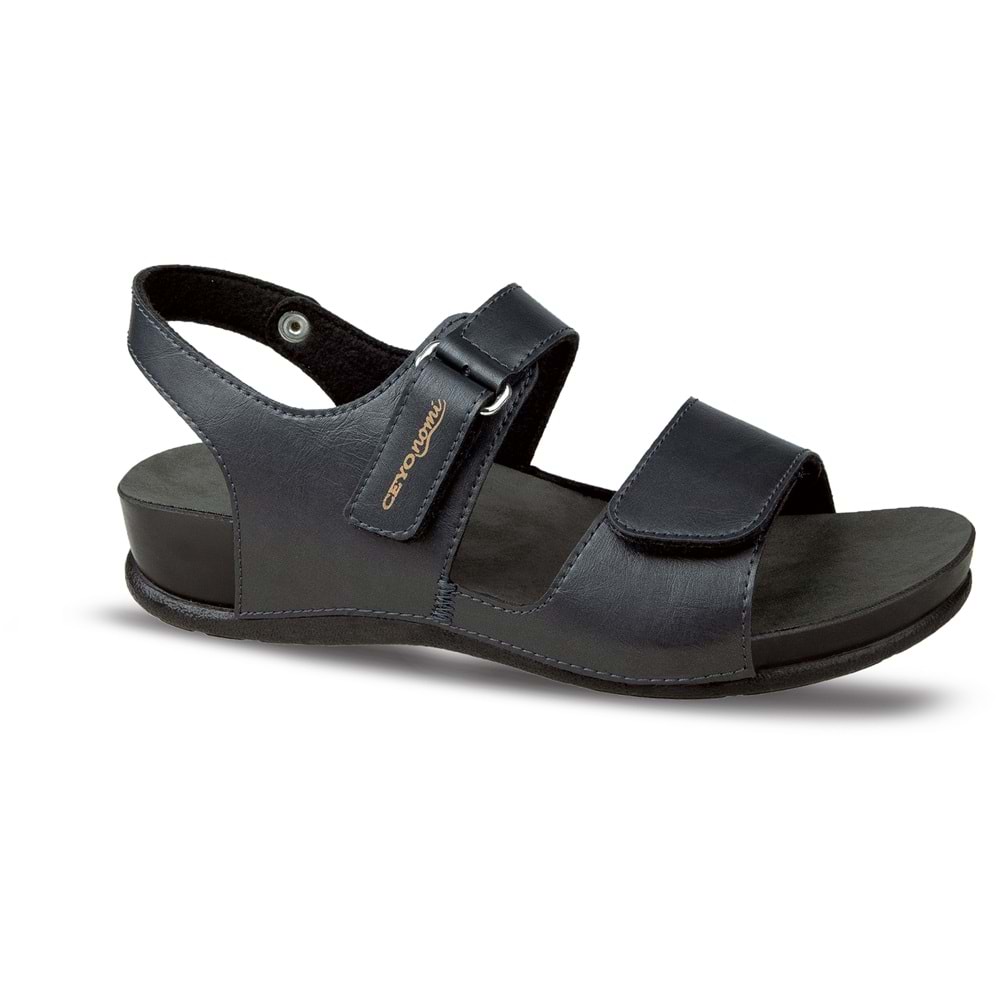 Ceyo Oliva-11 Tam Ortopedik Kadın Sandalet - Siyah - 40