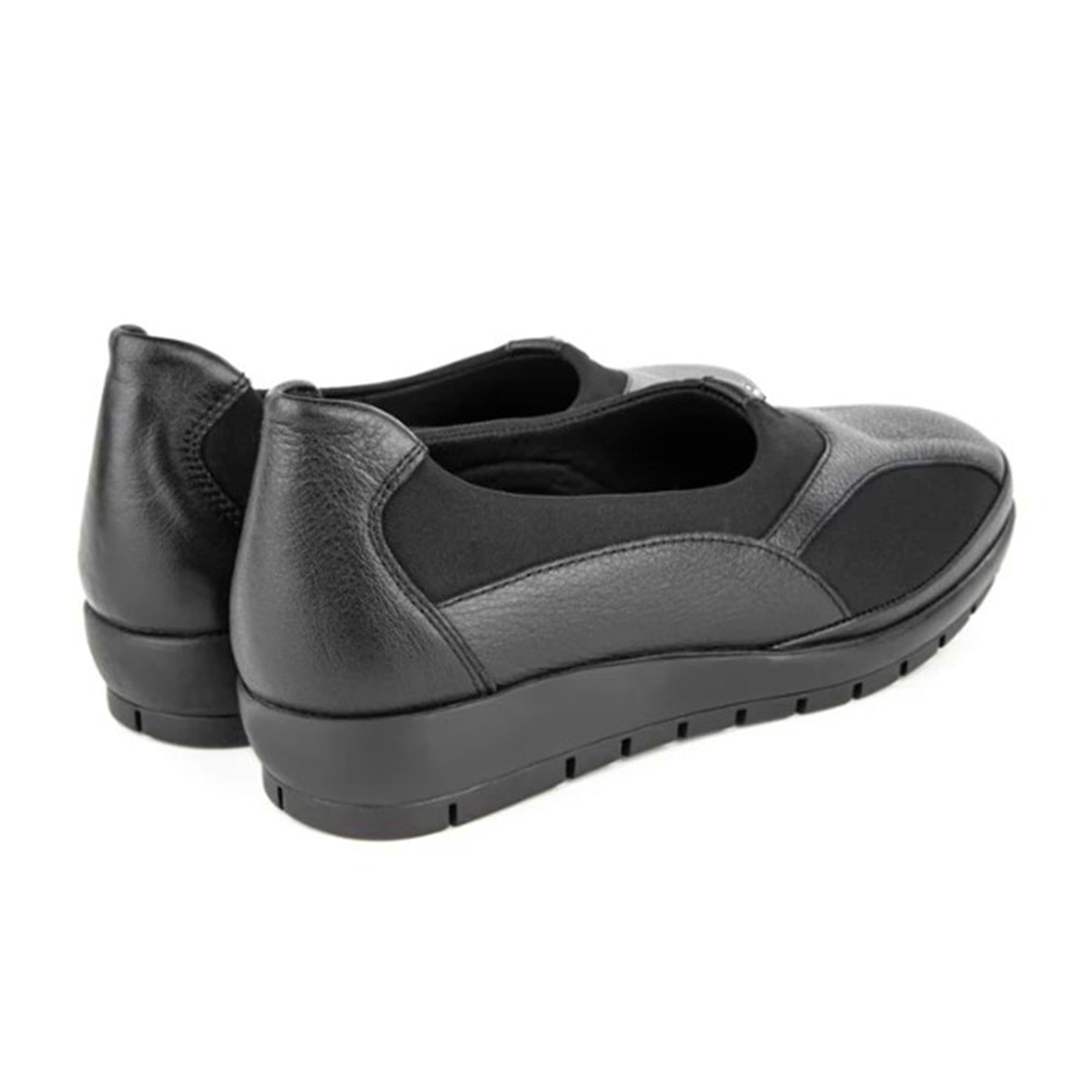 Muya Yoda 6 Nokta Ortopedik Taban Topuk Dikeni Kemik Çıkıntısına Uygun Deri Kadın Ayakkabı - Siyah - 36