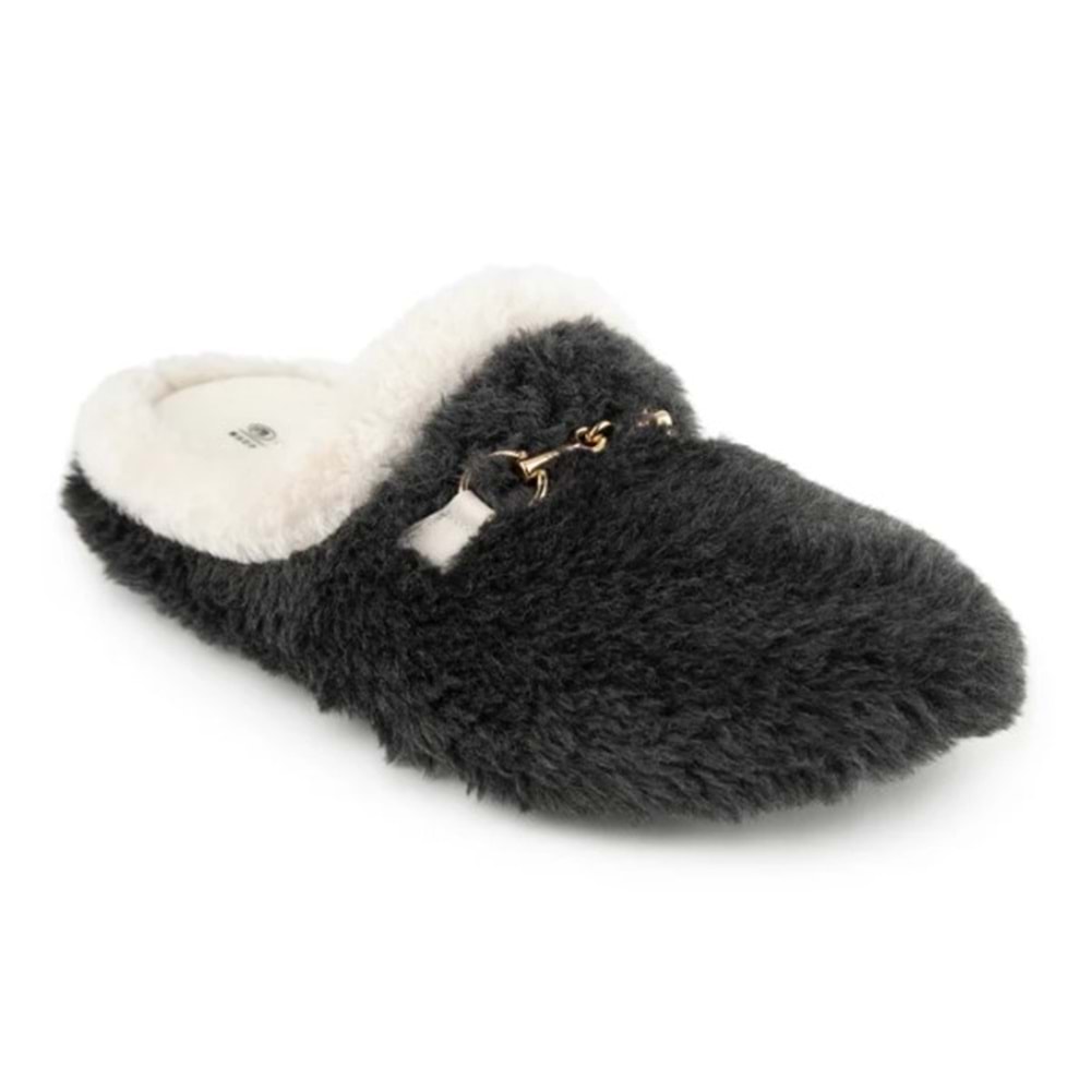 Muya Kraska Ortopedik Taban Kapalı Kışlık Kadın Ev Terliği - Füme - 40