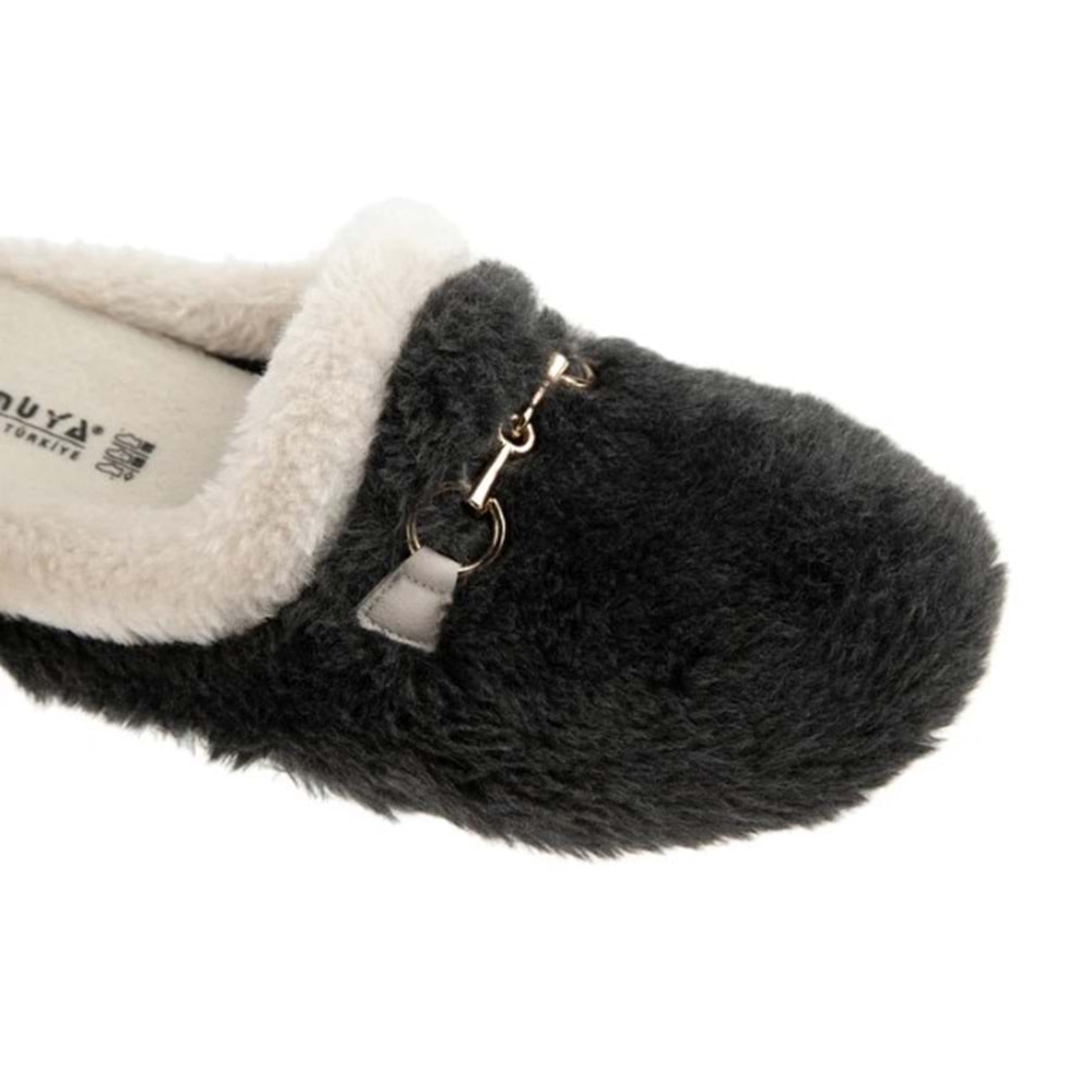 Muya Kraska Ortopedik Taban Kapalı Kışlık Kadın Ev Terliği - Füme - 40