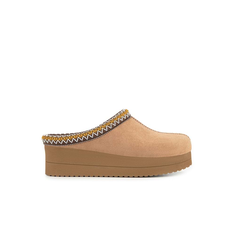 Muya Kuwala Ortopedik Taban Kapalı Kışlık Kadın Ev Terliği - Bej - 40