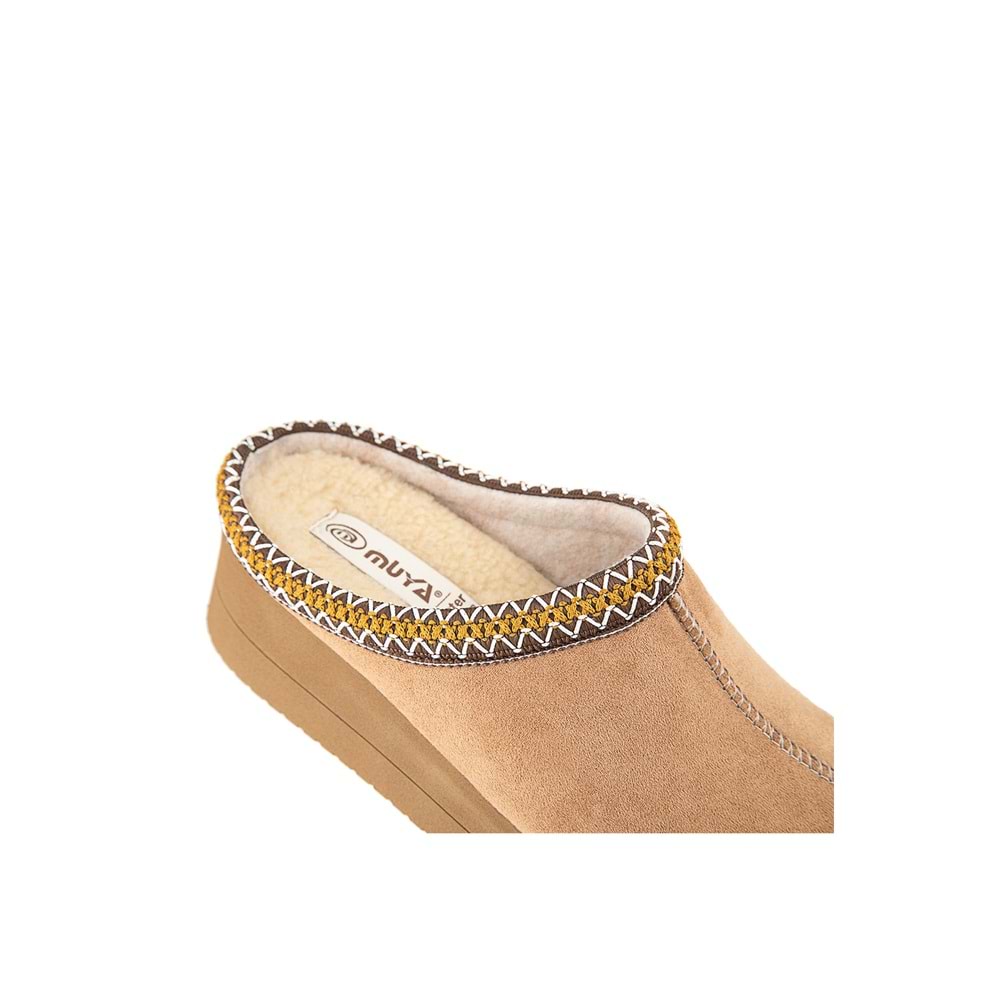 Muya Kuwala Ortopedik Taban Kapalı Kışlık Kadın Ev Terliği - Bej - 40