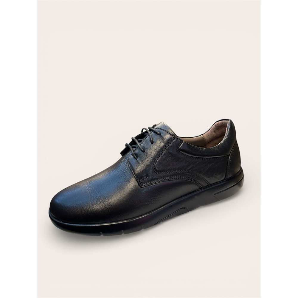 Kristal Dim.255 Tam Ortopedik Geniş Kalıp İçi Dışı Hakiki Deri Erkek Ayakkabı - Siyah - 40