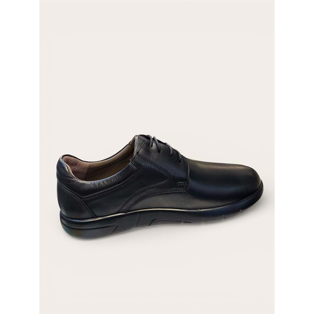 Kristal Dim.255 Tam Ortopedik Geniş Kalıp İçi Dışı Hakiki Deri Erkek Ayakkabı - Siyah - 40