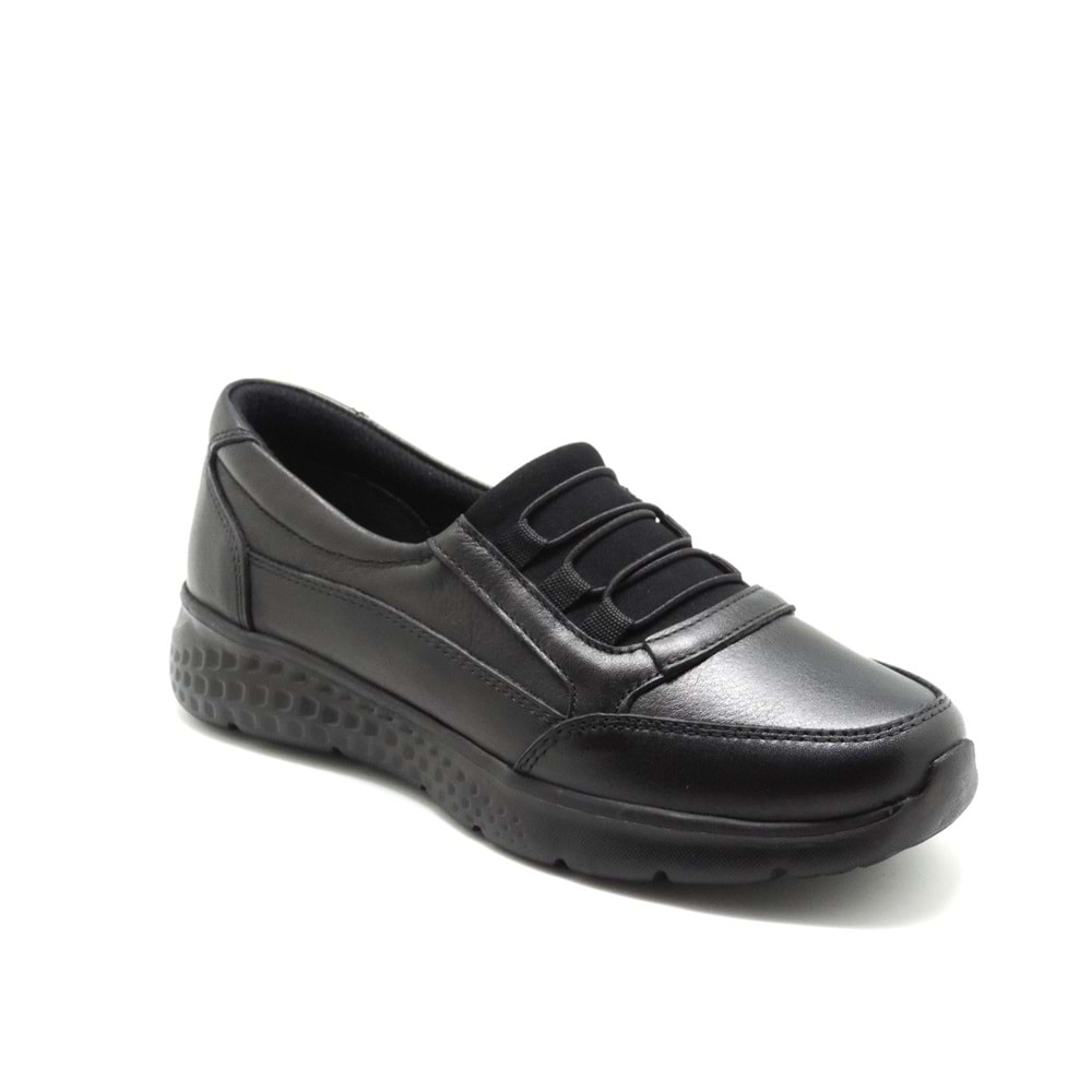 Forex 1211 Tam Ortopedik İçi Dışı Hakiki Deri Ekstra Hafif Kadın Ayakkabı - Siyah - 40