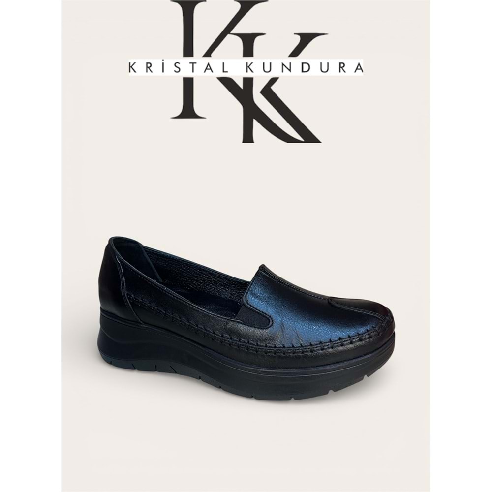 Bio.1048 Tam Ortopedik İçi Dışı Hakiki Deri Kadın Ayakkabı - Siyah - 37