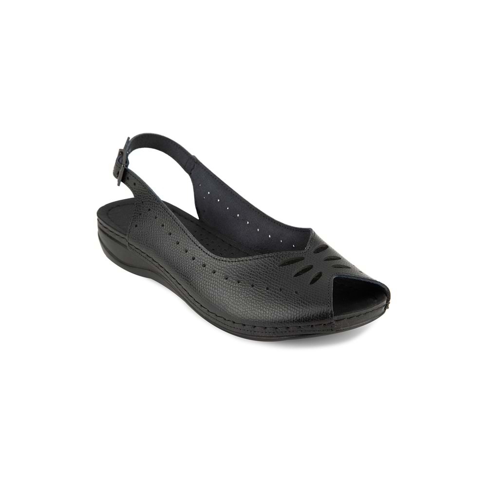 muya knotted tam ortopedik kadın sandalet - Siyah - 38