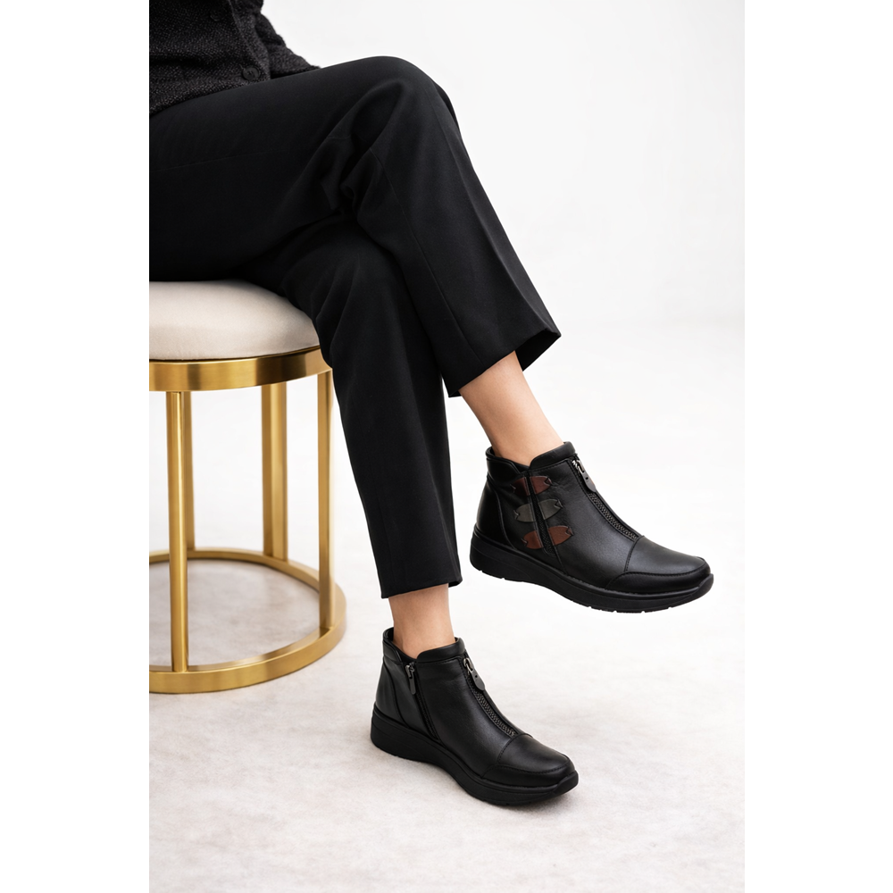 Kristal Dr.291 Tam Ortopedik İçi Sıcak Astar Dışı Komple Deri Kadın Bot - Kristal - Dr.291 - Siyah - 40