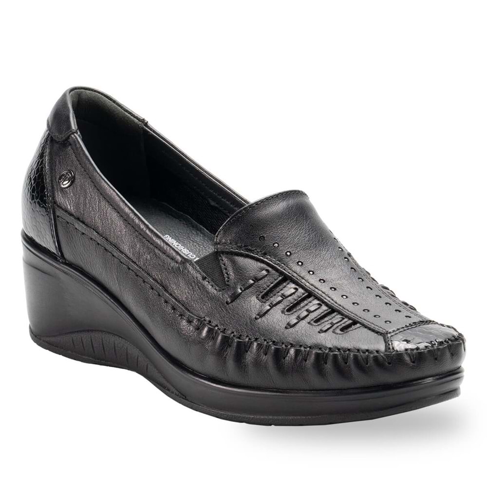 Forelli Sahra Tam Ortopedik İçi Dışı Deri Yüksek Topuk Kadın Ayakkabı - Forelli - Sahra - Siyah - 36